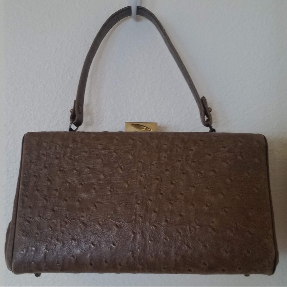 Vintage “Triangle New Yoke” Brown Ostrich Bag